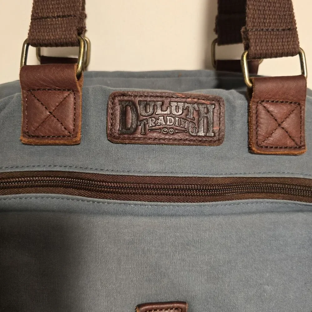DULUTH TRADING Oil Cloth Business Tote Messenger Bag Travel Work Laptop Blue